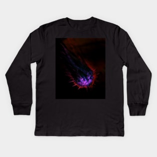 Digital collage and special processing. Fist full of spikes. Horror, bizarre. Dark and glowing. Red and blue. Motion blur. Kids Long Sleeve T-Shirt